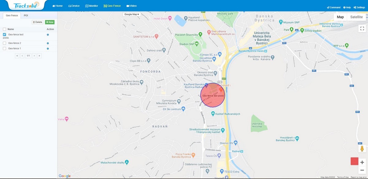 tracksolid - funkcja geo ogrodzenia